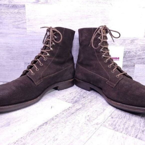 Ralph Lauren Italian Suede Lace Up Combat Boot Brown Men's sz 12 - Picture 5 of 8